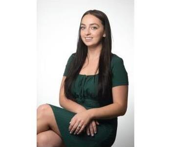 female portrait, long  hair, green dress