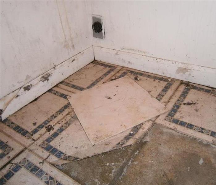 Damaged tile floor